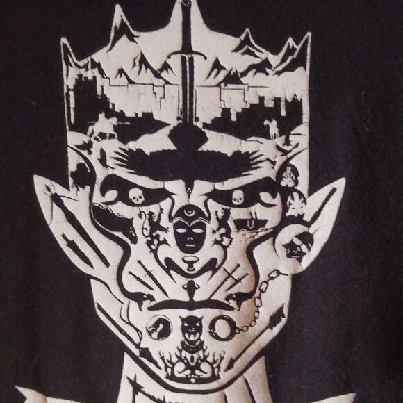 GAME OF THRONES T-shirt Size L BLACK Valar Morghulis Graphic Scary Monster Face - Picture 4 of 5